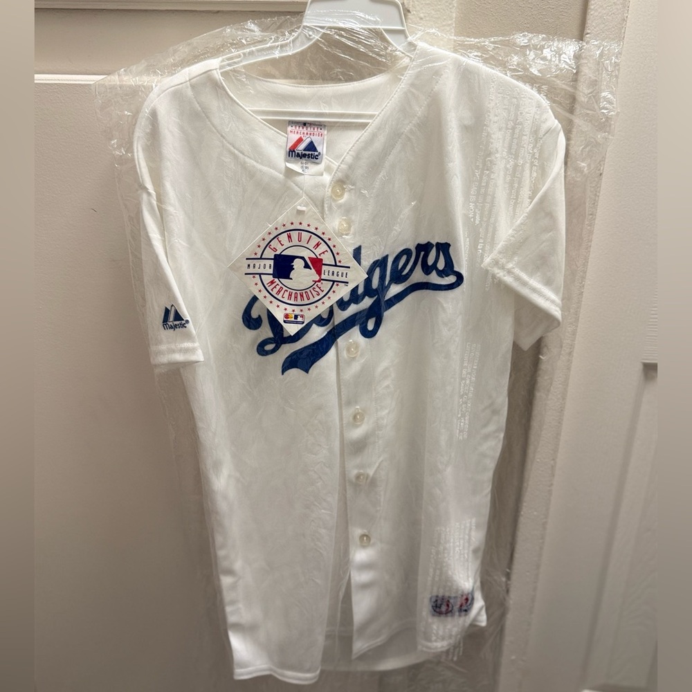 Majestic Adult Jersey White and Blue Dodgers XL